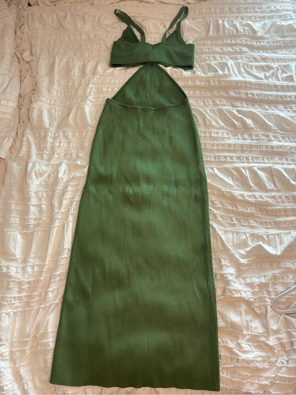 Cult Gaia Serita Cutout Ribbed Knit Midi Dress Basil Green Size Medium - Picture 10 of 13